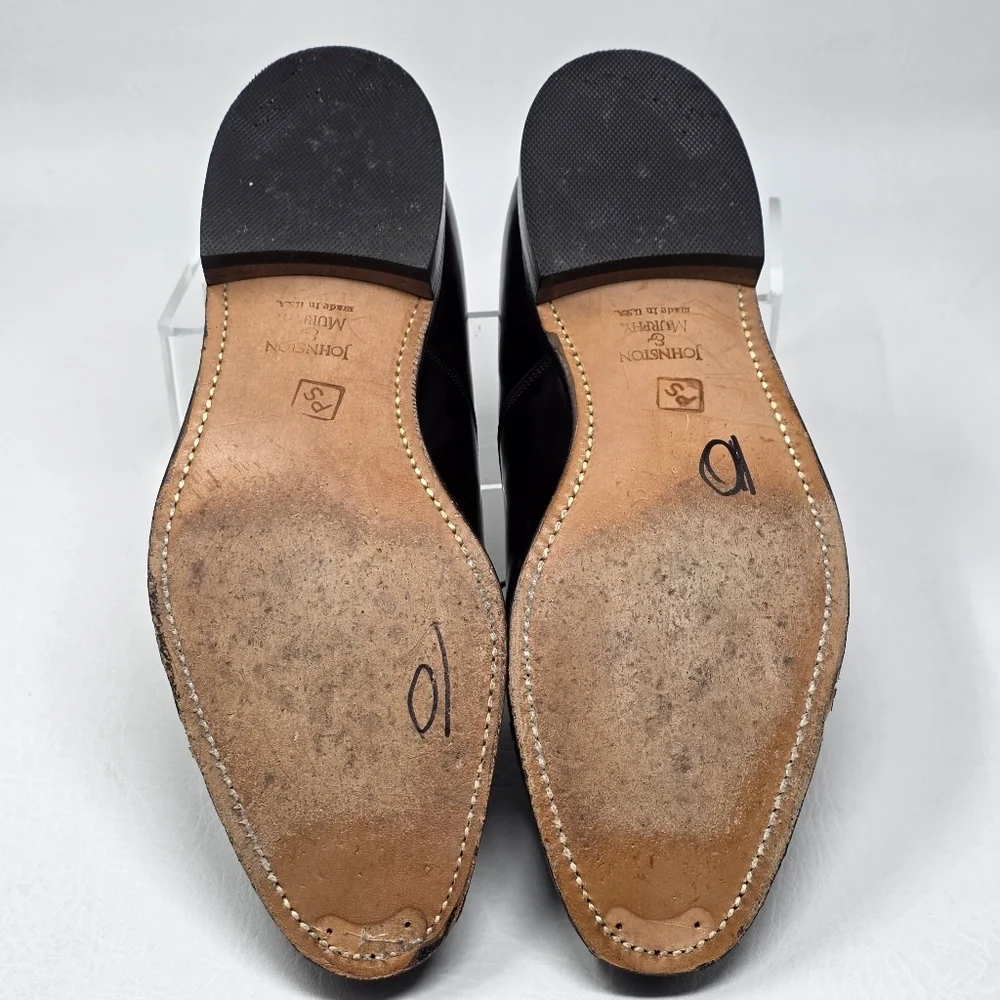 Johnston & Murphy Optima Mens Melton Oxford Size 8.5 Burgundy Cap Toe Shoe USA